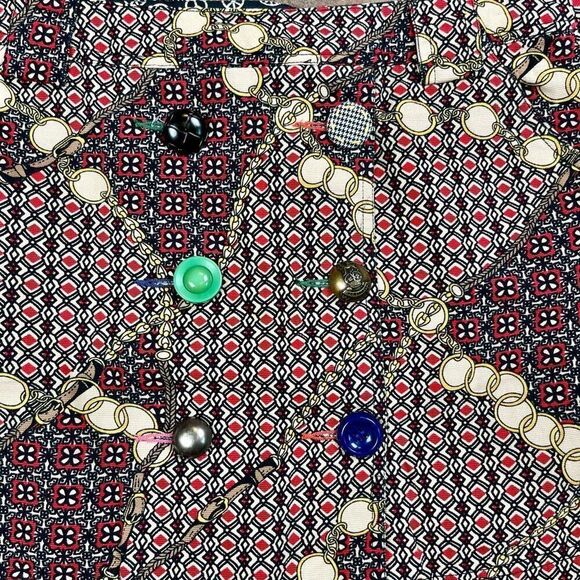 Ivy Jane Geometric Print Button Embellished Pockets Skirt 4 - Picture 2 of 7